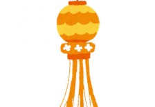 オレンジ色の七夕飾りを描いたフリーイラスト。七夕祭りのデザインに。