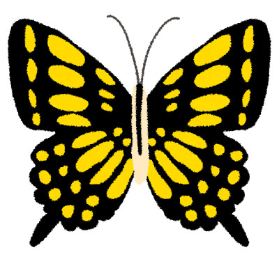 フリー素材 アゲハ蝶を描いたフリーイラスト 黄色と黒のコントラストが綺麗