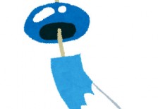 青い風鈴を描いたイラスト。夏らしい涼しげな雰囲気。