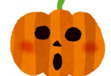 ハロウィンで使うカボチャのランタンを描いたイラスト。びっくり顔のかわいいデザイン。