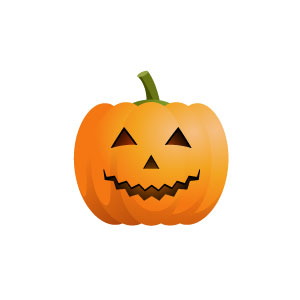 ハロウィンのかぼちゃを描いたイラストアイコン。ハロウィンの季節のデザインに。