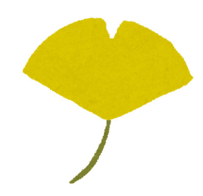一枚の銀杏の葉を描いたイラスト。手書き感のある柔らかいタッチが綺麗。