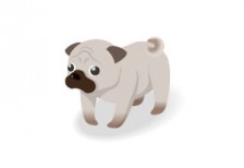 独特な表情が上手く描かれたパグ犬の可愛いイラストアイコン