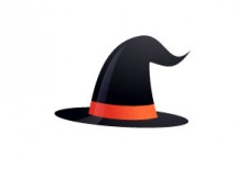魔女がかぶるとんがり帽子を描いたイラストアイコン。秋のハロウィンのデザインに。