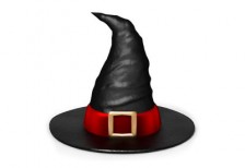 魔女がかぶる黒い帽子のイラストアイコン。光沢感やシワまでリアル。
