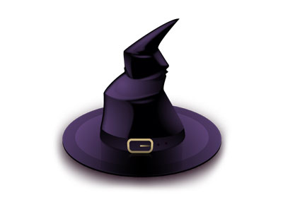 紫色の魔女の帽子を描いたイラストアイコン。グラデーションが綺麗。