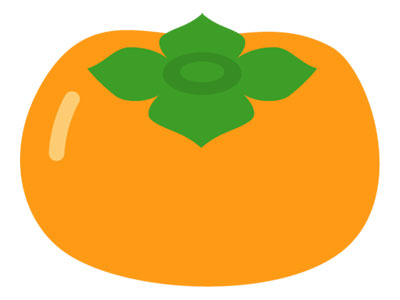 柿を描いたシンプルなベクターイラスト。秋らしいデザインに。