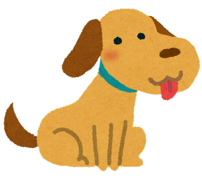 フリー素材 舌を出してお座りしている犬を描いた可愛いイラスト