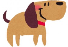 犬を描いた可愛いイラスト。嬉しそうな表情や赤い首輪のデザインがガーリーな雰囲気。