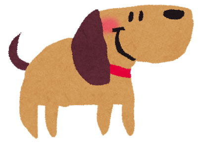 犬を描いた可愛いイラスト。嬉しそうな表情や赤い首輪のデザインがガーリーな雰囲気。
