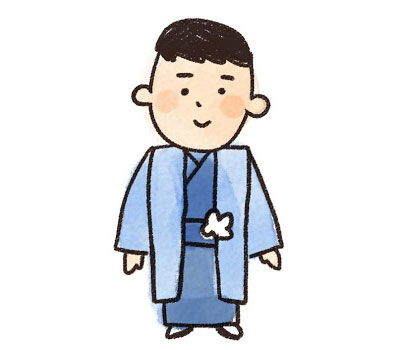 七五三で羽織袴を着た男の子をラフなタッチで描いた可愛いイラスト