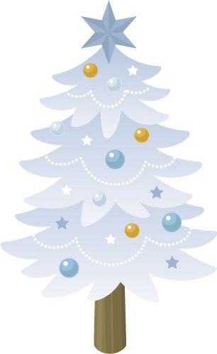 白いクリスマスツリーを描いた綺麗なベクターイラスト。ホワイトクリスマスのデザインに。