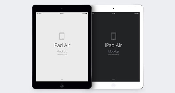 iPad Air を描いたベクターモックアップテンプレートPSD。メタリックな質感や表面の光沢感がリアル。