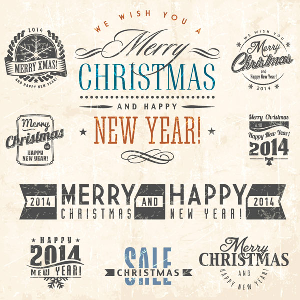 フリー素材 クリスマスのタイポグラフィーやロゴをデザインしたオシャレなベクター素材