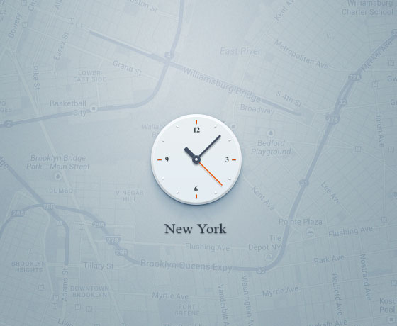 無料素材 New York の時計をイメージしたpsd素材 シンプルな色使いと柔らかい立体感がオシャレ