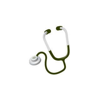 聴診器を描いたイラストアイコン。医療やお医者さんがテーマのデザインに。