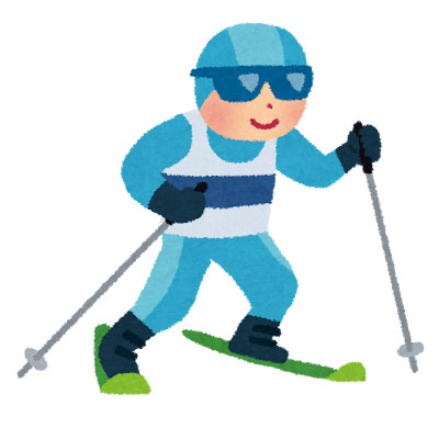 無料素材 冬季オリンピックのクロスカントリースキー選手を描いた可愛いイラスト