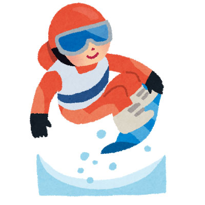 無料素材 冬季オリンピックのスキージャンプ選手を描いたイラスト ピンクのスーツとオレンジのスキー板が綺麗
