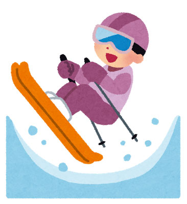 フリー素材 冬季オリンピックのスキーハーフパイプ競技を描いたイラスト