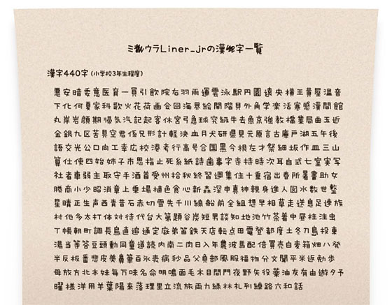 ぐちゃぐちゃにした文字なども収録したユニークな日本語フォント「ミウラLinerジュニア」