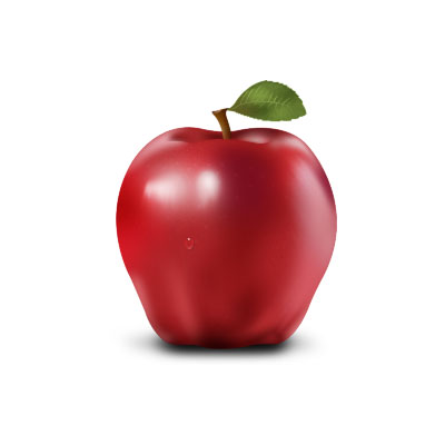りんごを描いたイラストアイコン。光沢や影に雫までリアル。