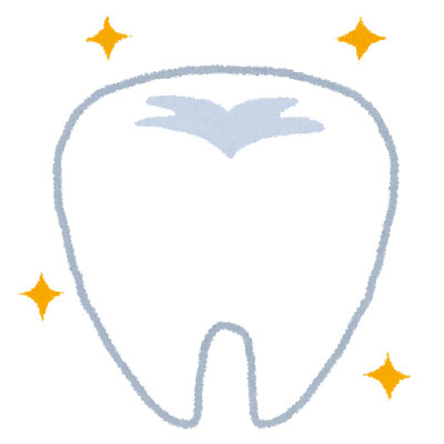 フリー素材 ぴかぴか光る健康な歯のイラスト 歯医者さんや歯の健康がテーマのデザインに