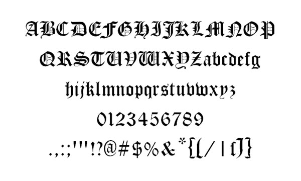 無料素材 カッチリとしたデザインがかっこいいゴシック調の英語フォント Cantebriggia