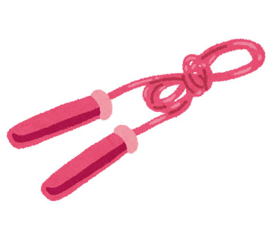 無料素材 ピンクの縄跳びのイラスト 手書き感のあるザラザラしたタッチが可愛いデザイン