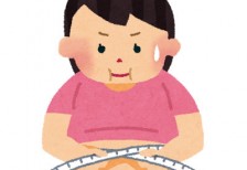 ウェストのサイズをメジャーで測る女性を描いたダイエットのイラスト