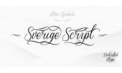 長いヒゲがおしゃれな雰囲気の筆記体の英語フリーフォント「Sverige Script」