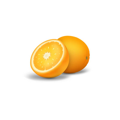 フリー素材 ２つのオレンジを並べて描いたイラストアイコン 地面に柔らかく落ちた影が立体感のある雰囲気