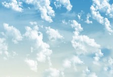 夏の空に浮かんでいるような厚みのある雲のPhotoshopブラシセット