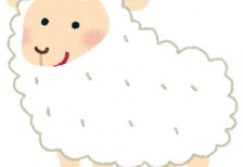 白い毛の羊を描いたイラスト。手書き感のあるタッチと白とベージュの色合いが柔らかい雰囲気。