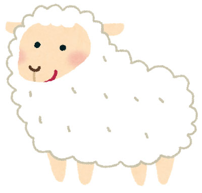 フリー素材 白い毛の羊を描いたイラスト 手書き感のあるタッチと白とベージュの色合いが柔らかい雰囲気