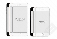正面から見たiPhone6をデザインしたモックアップPSD。白・黒・金の三色。