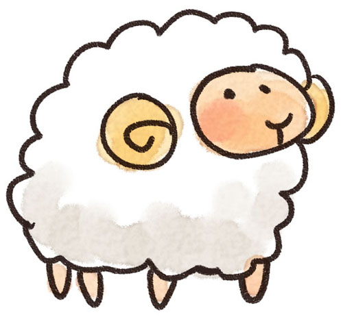 無料素材 クレヨンで描いたようなゆるいタッチの干支の羊のイラスト