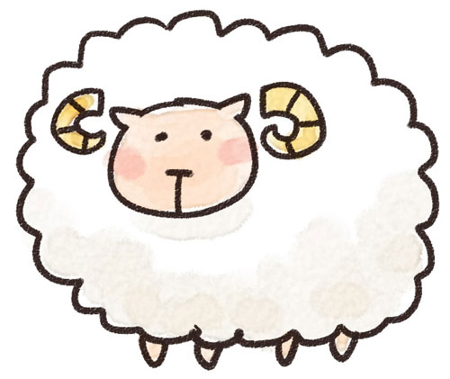 無料素材 正面を向いた羊のイラスト きょとんとした表情が可愛いデザイン