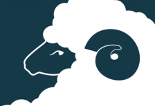大きな巻き角の羊が可愛い2015未年用の年賀状イラストテンプレート