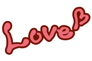 Love のタイトル文字のガーリーで可愛いイラスト バレンタインデーデザインに