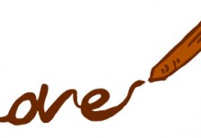 チョコペンで描いた「Love」のタイトル文字の可愛いイラスト