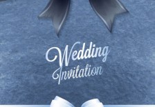 大きなリボンをリアルに描いた結婚式の招待状のベクターイラストテンプレート