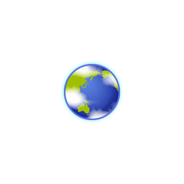 青い海と緑の大地の地球を描いた綺麗なイラストアイコン