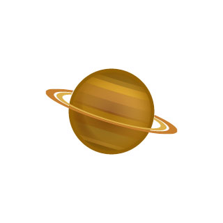 土星を描いたイラストアイコン。縞模様と輪っかが綺麗なデザイン。
