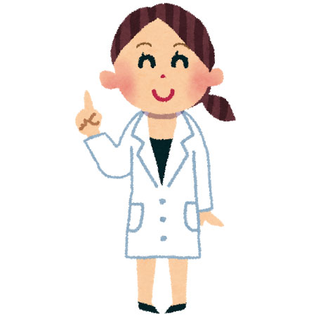 無料素材 白衣を着た笑顔の女医 薬剤師さんの可愛いイラスト
