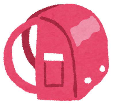 ピンク色のランドセルのイラスト。学校や入学式のデザインに。
