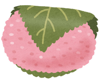 上方風の道明寺桜餅の美味しそうなイラスト