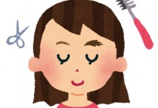 眉毛をカットして整える女性のイラスト