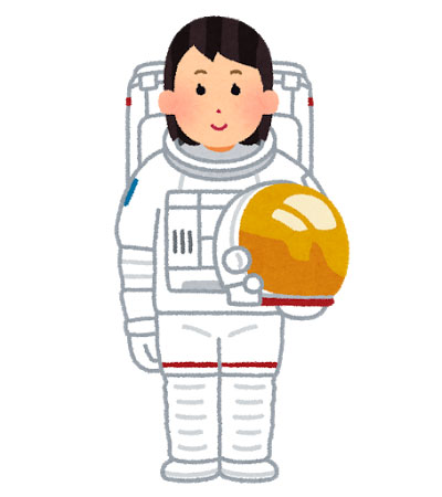 白い宇宙服を着た女性宇宙飛行士のイラスト