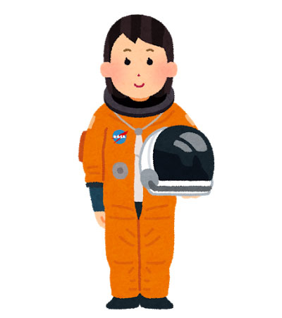 与圧服を着た女性宇宙飛行士のイラスト