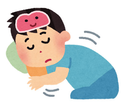 無料素材 脳はまだ起きているレム睡眠の状態の男性を描いたイラスト
